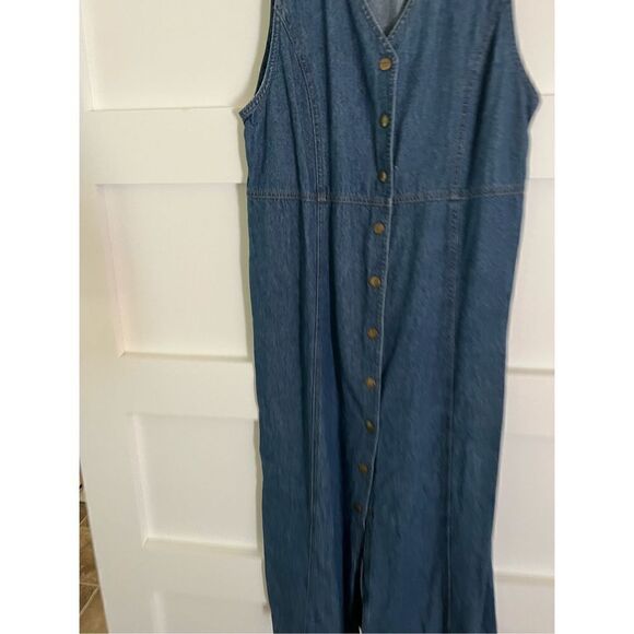 original Ty wear snap button down jean dress dark blue denim cotton - Picture 2 of 8